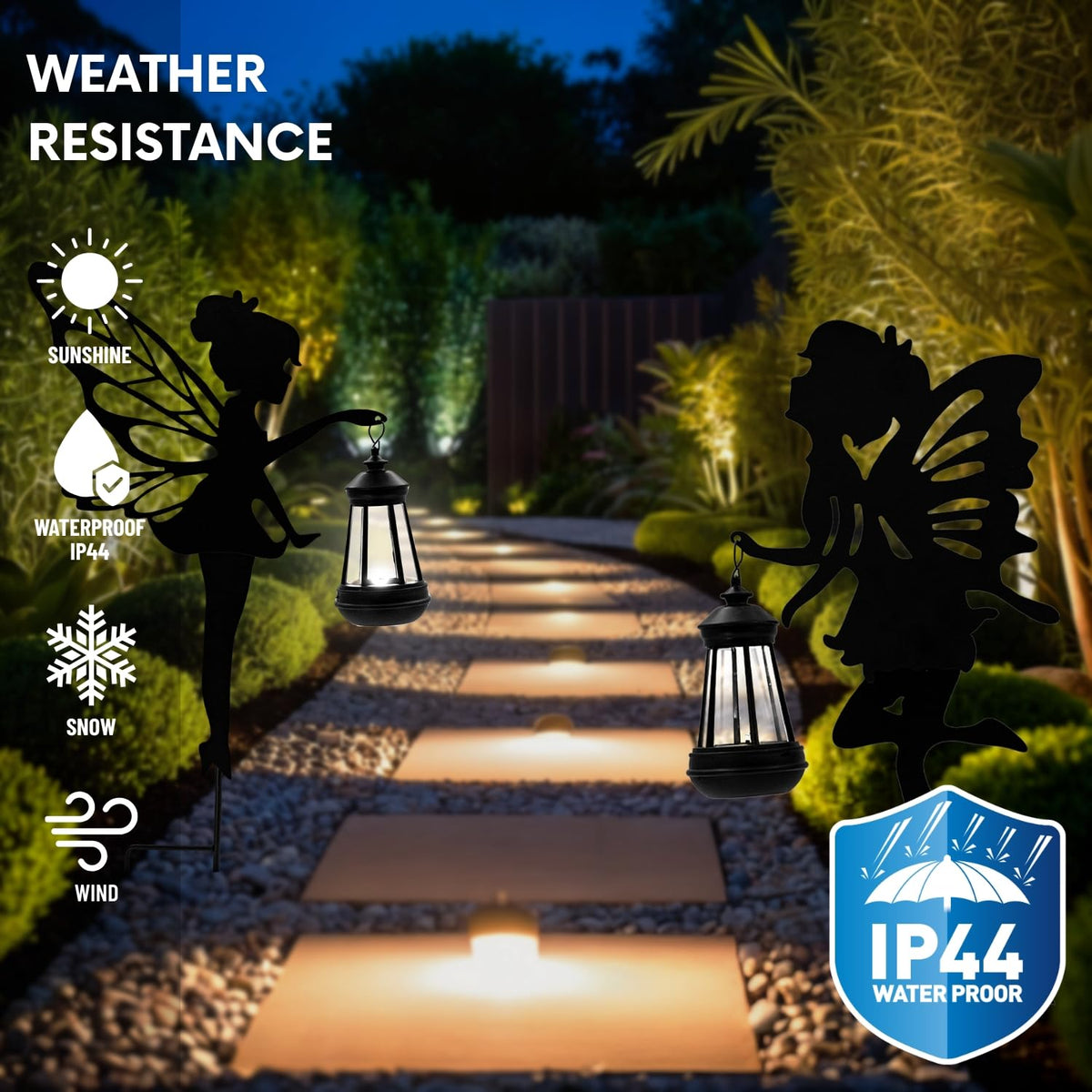 Quterhero Solar Fairy Garden Decor Lights, 2 Packs, Metal Hanging Lanterns with Warm Solar Glow - Exquisite Gifts for Women, Mom, Friends (Fairy