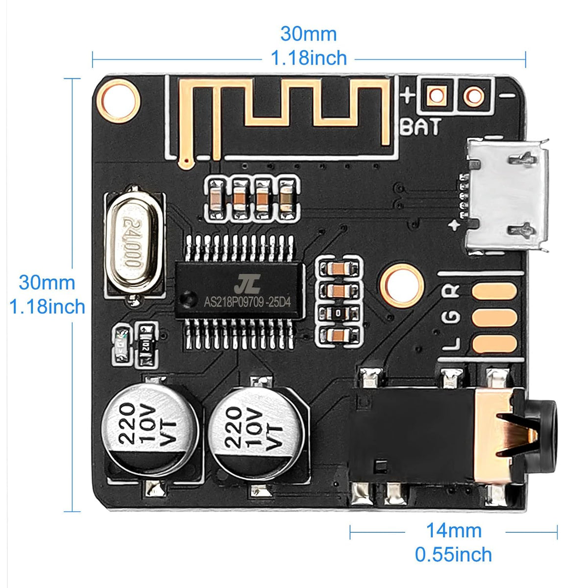 MakerHawk 2pcs Bluetooth Audio Receiver Board, BT 5.0 Stereo Audio Amplifier 3.7-5V for Car Speaker DIY