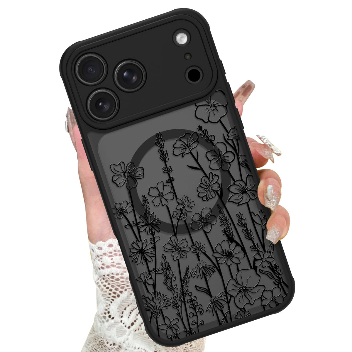 Kanghar Case Compatible With Iphone 17 Pro Max Florals Pattern [Compatible With Magsafe] Cute Blooming Flowers Protective Magnet