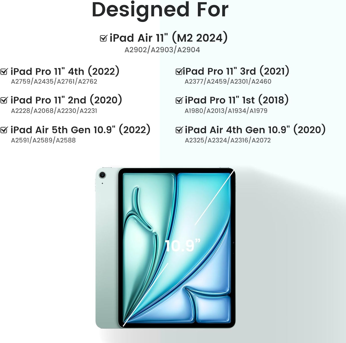 Keyboard Case for iPad Air 5th/4th Pro 11 inch, 7-Color Backlit Detachable Wireless Keyboard Case with Pencil Holder, Stand Folio Cover for Gen 2020/2022, Pro 4th/3rd/2nd/1st Gen, Teal