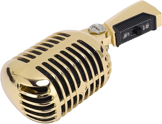 Dynamic Microphone with Rugged Design &amp Shock Mount - Cardioid Pattern Zinc Alloy Studio &amp Live Performances (Gold)