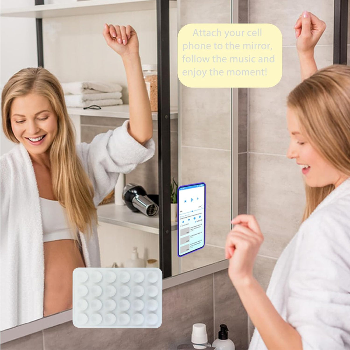 Suction Phone Case Mount for iPhone and Android, Hands-Free Mobile Holder for Mirrors and Flat Surfaces