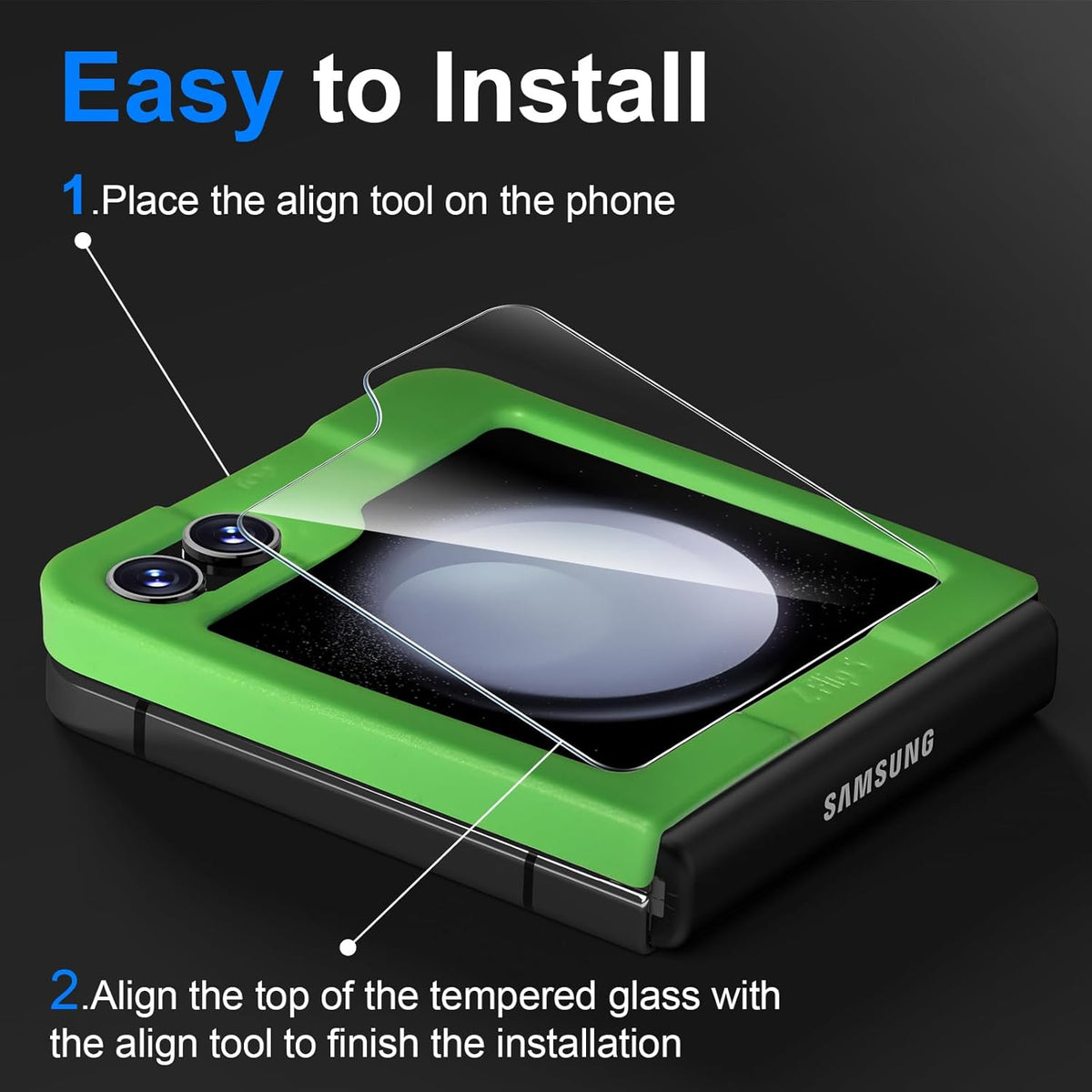 Samsung Galaxy Z Flip 5 5G Screen Protector [3 Pack] - HD Clear, Tempered Glass, Anti-Scratch, Case Friendly, Bubble