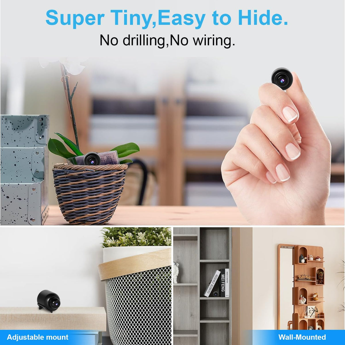 New Smallest Wireless WiFi Camera, HD1080P Mini Concealed Detector, Portable Baby Monitor, Pet Nanny Cam with Night