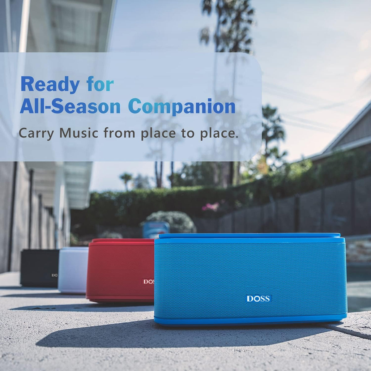 DOSS SoundBox Touch Wireless Bluetooth Speaker with 12W HD Sound and Bass, IPX5 Water-Resistant, 20H Playtime, Handsfree, Portable for Office, Home, Outdoor, Travel-White