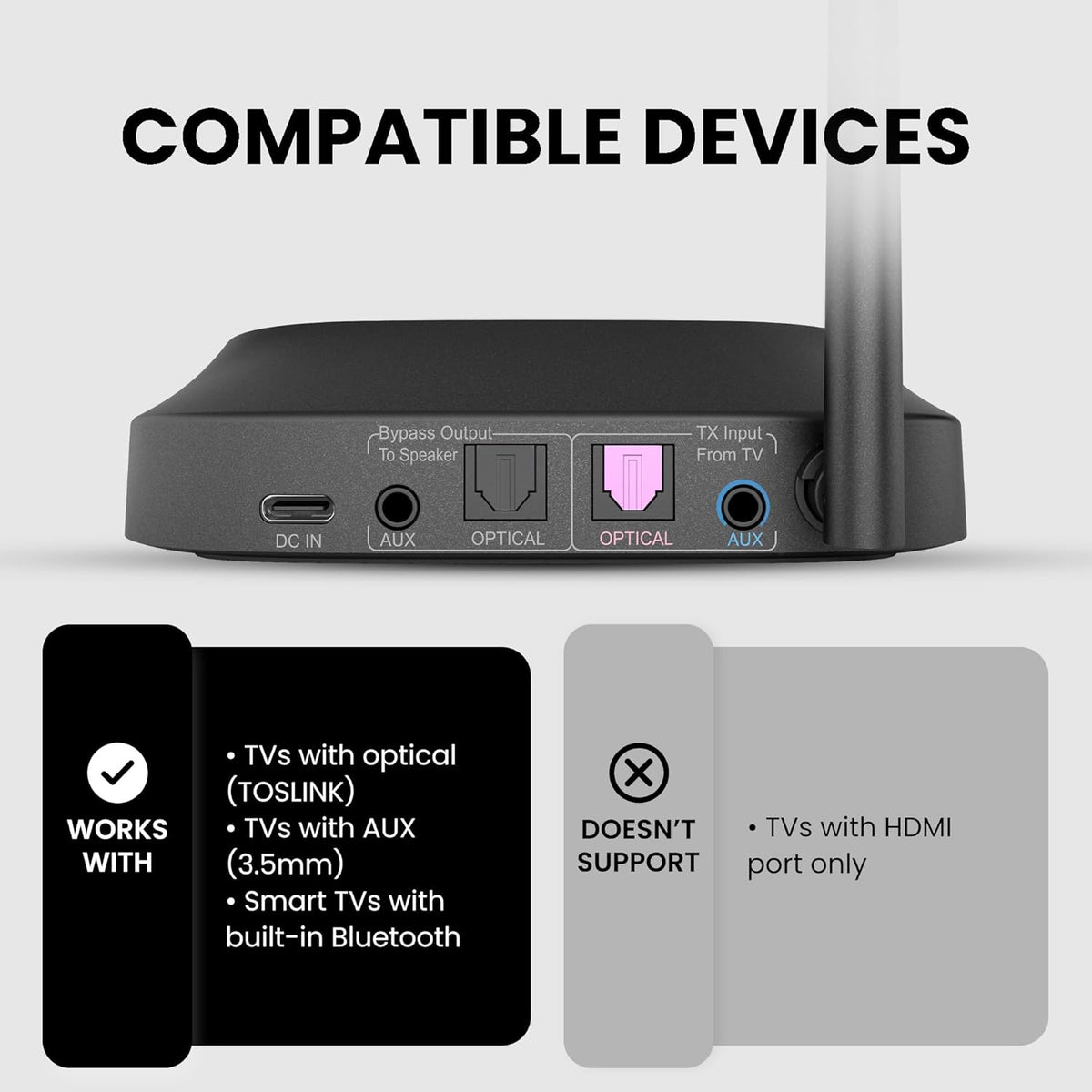 Avantree HT5009 - Wireless Headphones for TV Watching with Clear Dialogue Mode, Enhanced Volume & Comfortable Fit for Seniors, 40hrs Bluetooth Headset, 164ft, Pass-Through Support, No Audio Delay