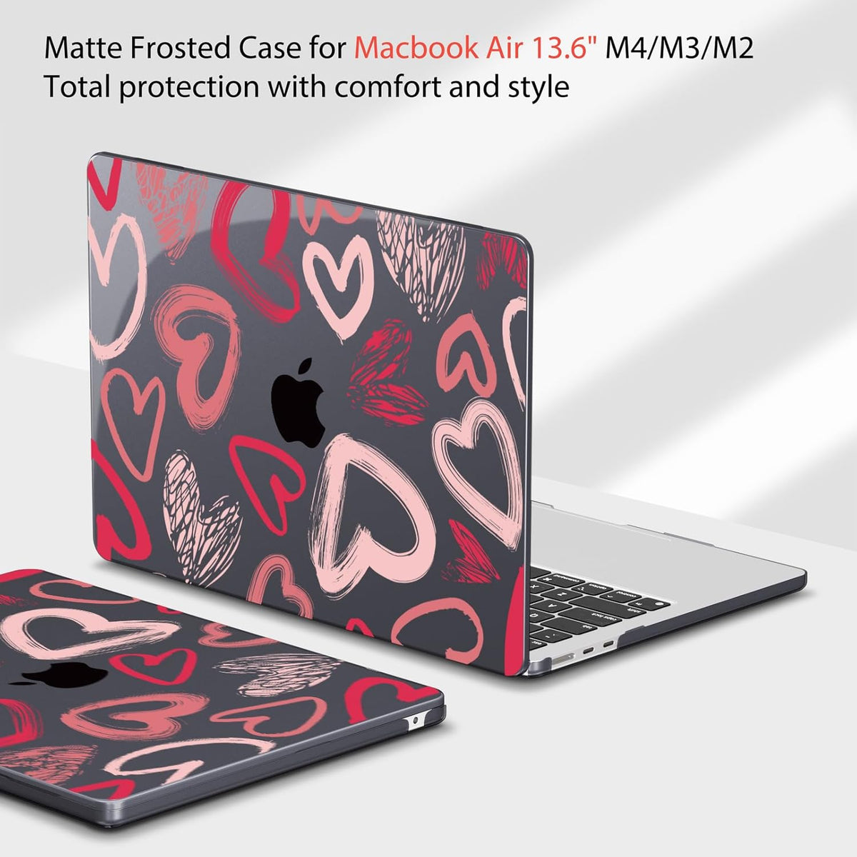 Teryeefi for MacBook Air M4 M3 M2 13 inch Case 2025 2024-2022 Release Fits Model A3240 A3113 A2681, Protective Plastic Hard Shell Cover for MacBook Air 13.6 inch, Heart A002