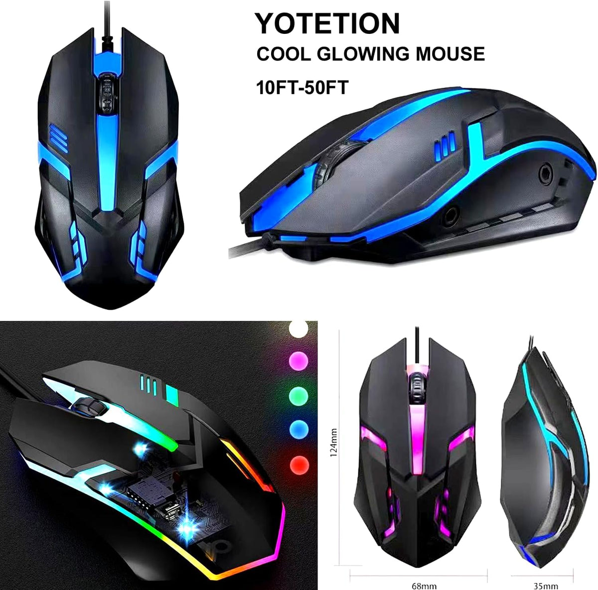 Long USB A Mouse 25FT, High Performance Wired Mouse for Windows PC, Laptop, Notebook, Mac, Chromebook