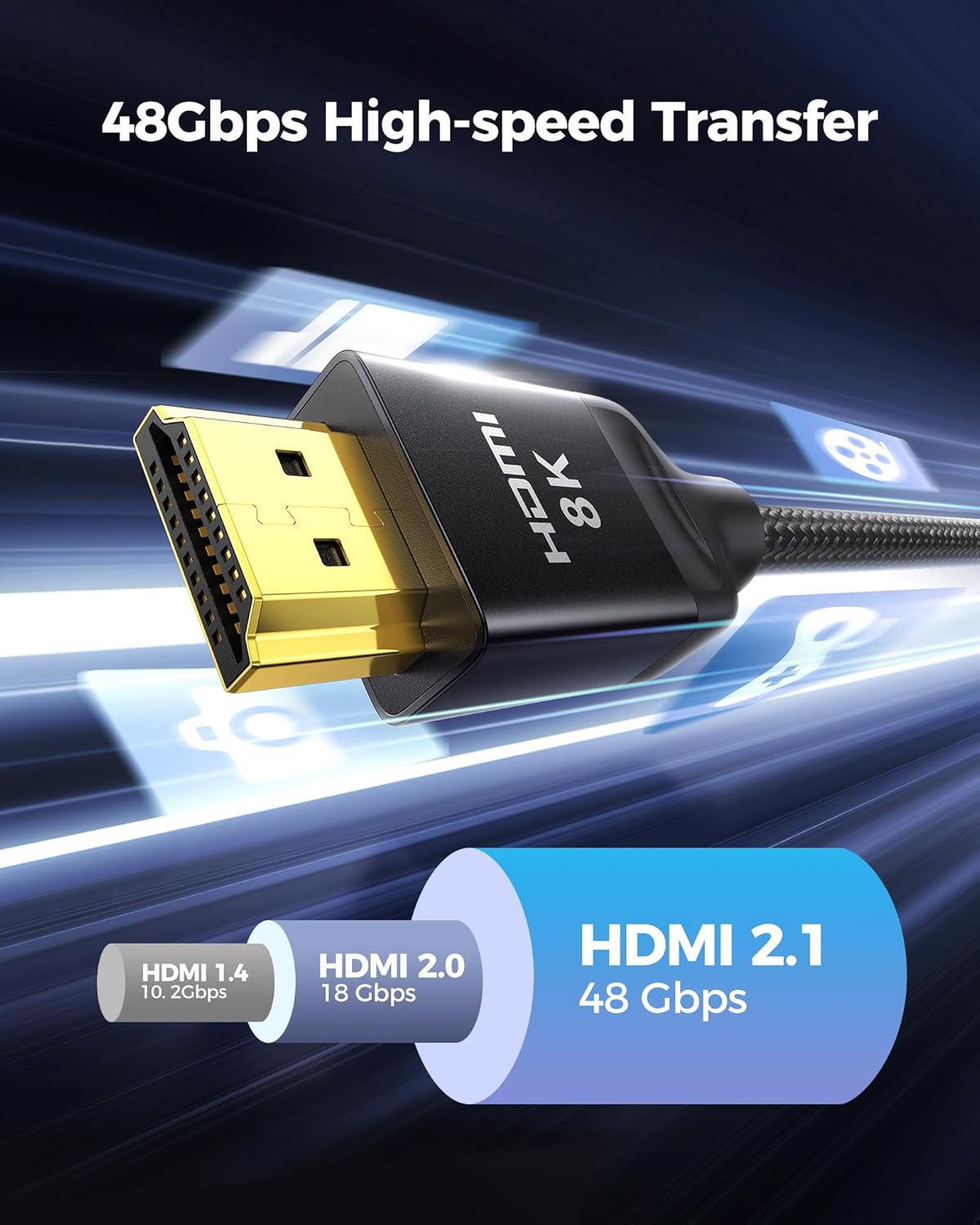 Silkland 8K HDMI eARC/ARC Cable 2.1, 3.3FT Certified Ultra High Speed HDMI® Cable [8K@60Hz, 4K@120Hz] Dolby Atmos Vision, 48Gbps, HDR, HDCP Compatible for Samsung/Vizio/SoundBar/Roku TV/BluRay