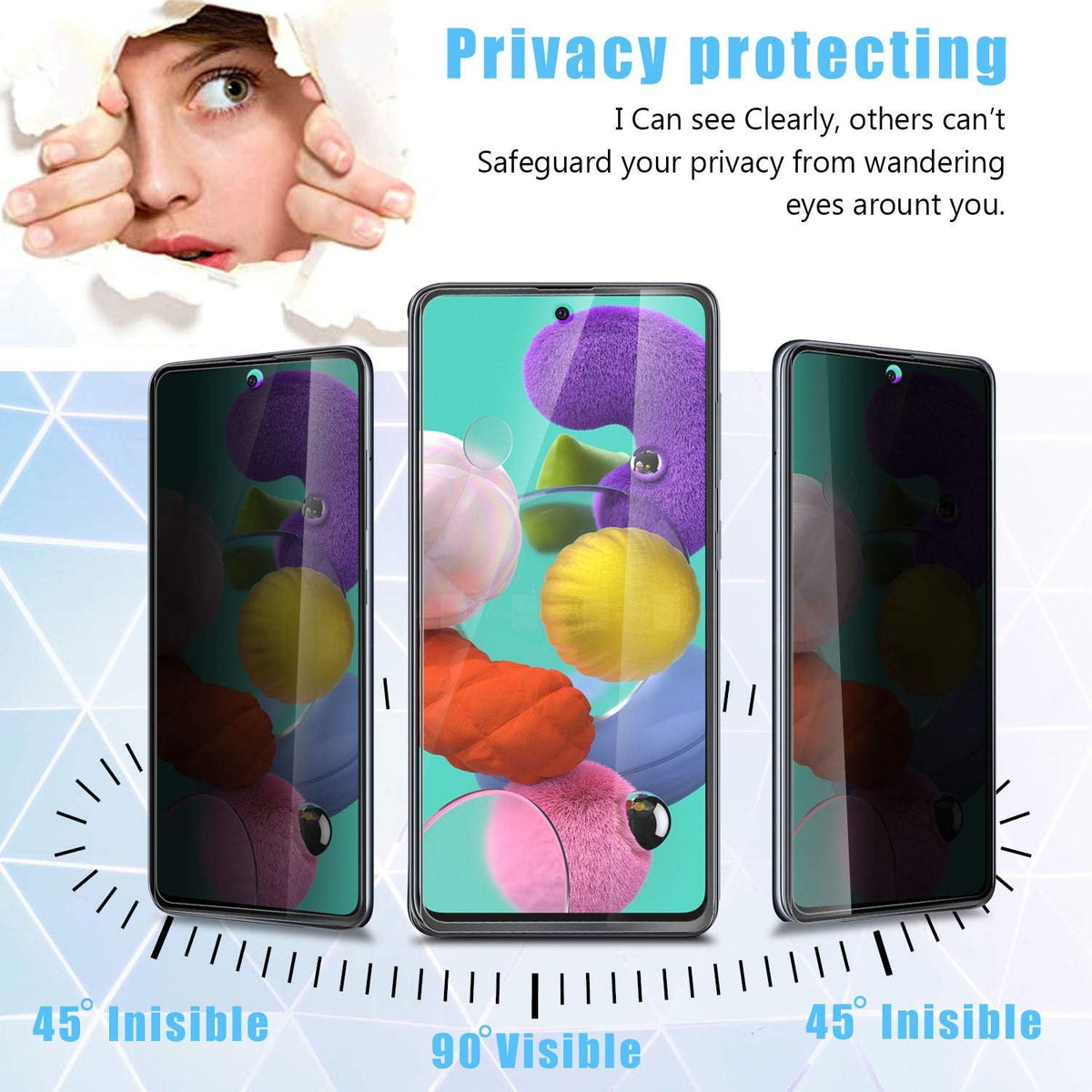 Anbzsign [2 Pack] Camera Lens Protector and Privacy Screen Protector for Samsung Galaxy A51 / Galaxy A51 5G