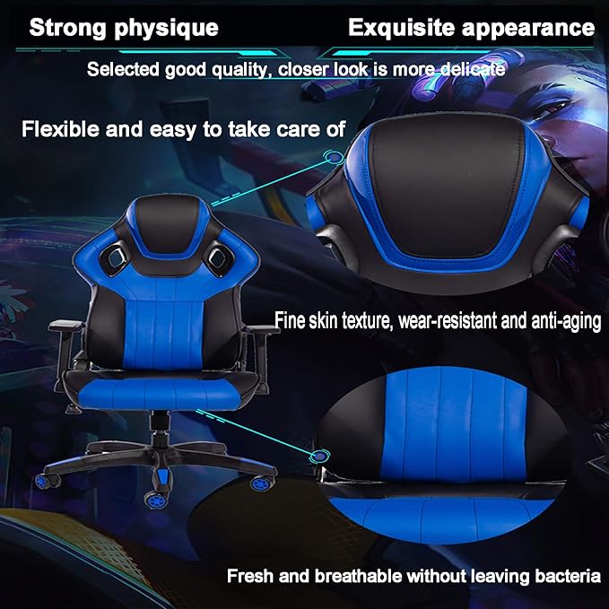 Office Chair Gaming Chair Computer Chair Racing Office Computer Chair Height Adjustable Swivel Chair High Back Task ChairPU Leather Gaming ChairExecutive Game Chair Recliner Gamer Chair fo