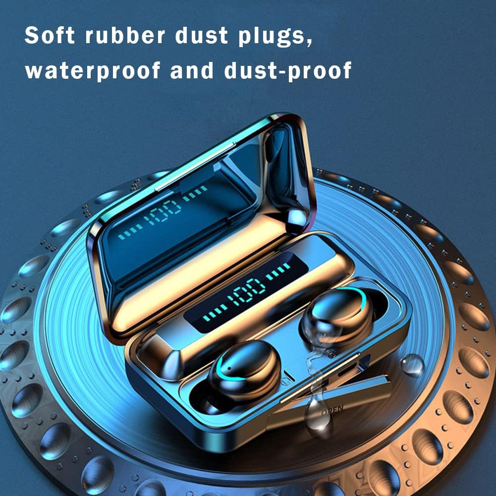 Wireless Earbuds, Bluetooth 5.3 Headphones with Mic, USB Charging Case, Dual Connect, Black Ear Buds.