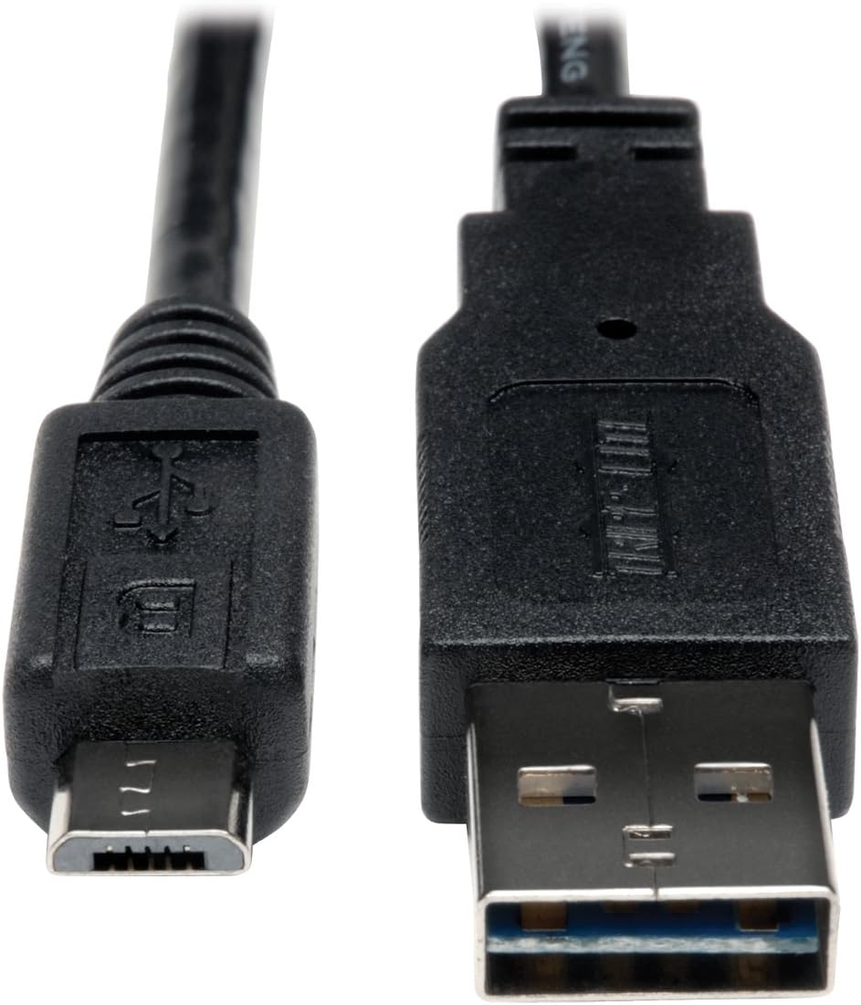 Tripp Lite Universal Reversible USB 2.0 Hi-Speed Cable, 3-ft (Reversible A to 5Pin Micro B M/M)