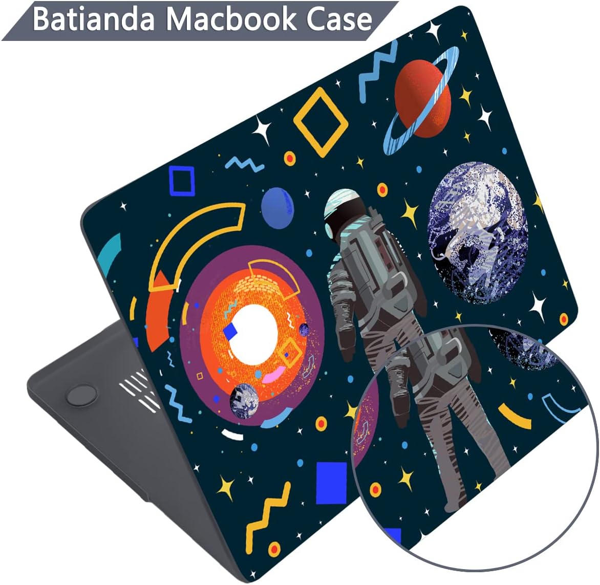 Batianda Premium Case for New MacBook Air 15 inch 2025 M4 2024 2023 with M3 M2 Chip Model A3241/A3114, Designed Protective Plastic Hardshell & Keyboard Cover & Screen Protector, Astronaut Planet