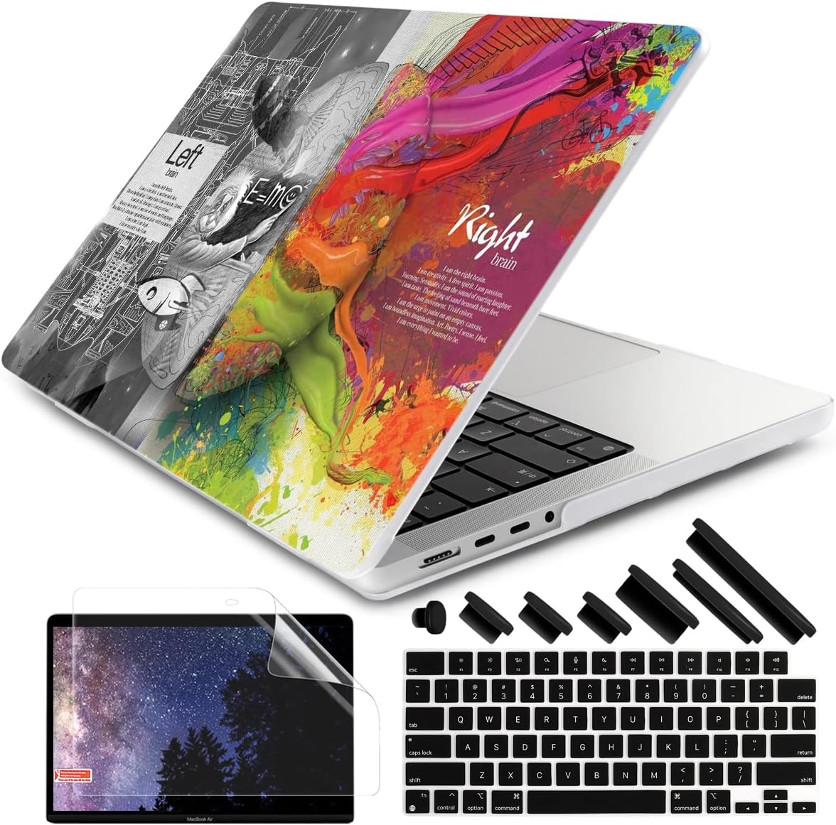 DONGKE for M4 MacBook Pro 16 Inch Case 2024 2023 2021 A3403 A3186 M3 A2991 M2 A2780 M1 A2485 Pro/Max Chip, Plastic Hard Shell Case & Keyboard Cover for Mac Pro 16 with Touch ID, Right & Left Brain