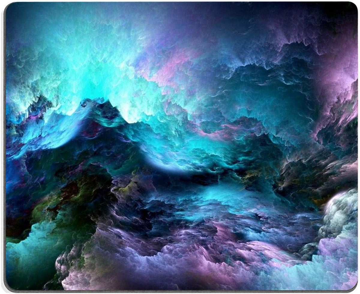 Rainbow Cloud Mouse Pad, Modern Pretty Space Gaming Mouse Mat - Square, Waterproof, Non-Slip Rubber Base - 9.5"x7.9"x0.12" Inch - For Office, Home, Laptop, Travel