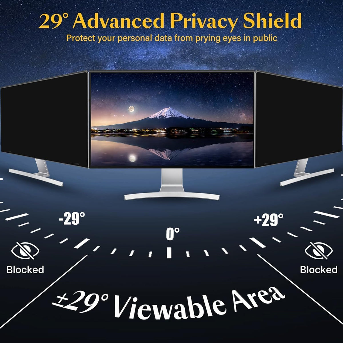 Magnetic 32 inch Computer Privacy Screen Filter for 16:9 Widescreen Monitor Desktop PC, 32in Hanging Removable Anti Glare Blue Light Eye Protection Shield, Anti Spy Screen Protector Panel