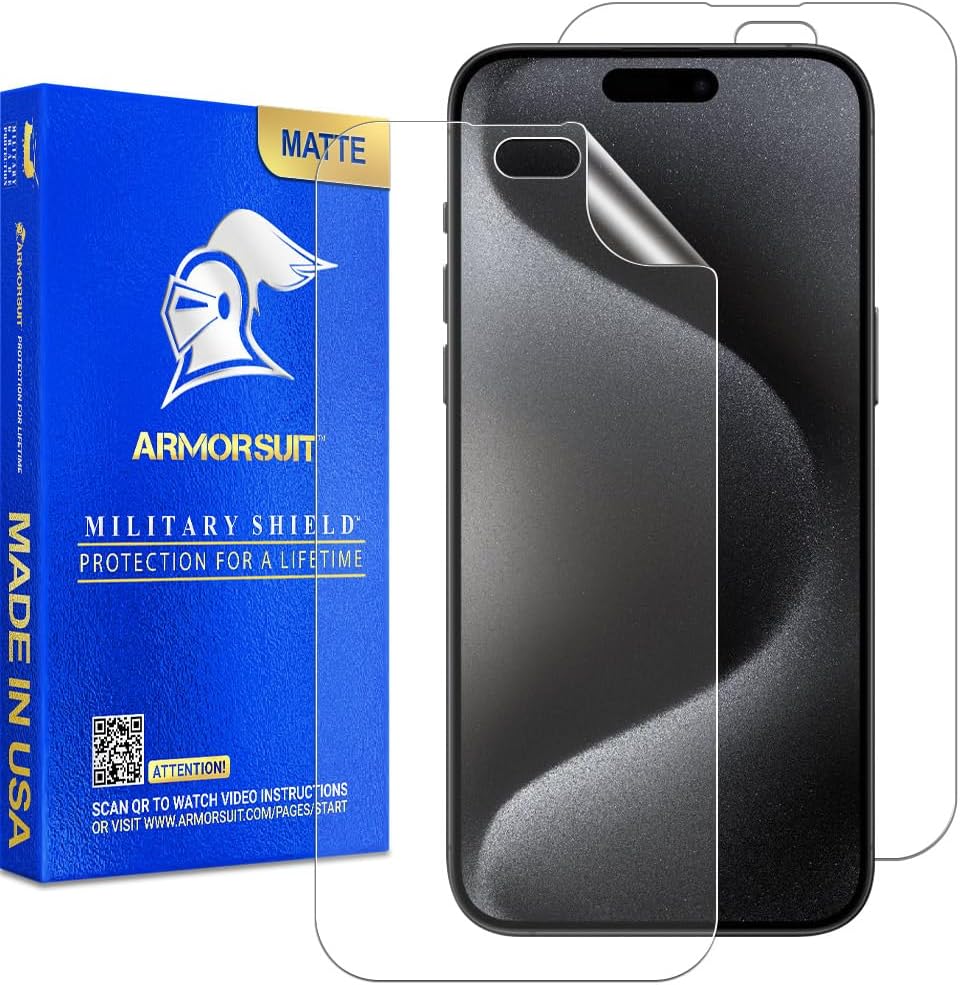ArmorSuit Anti-Glare Screen Protector for iPhone 15 Pro Max [6.7-inch] - 2 Pack, Case Friendly MilitaryShield Matte