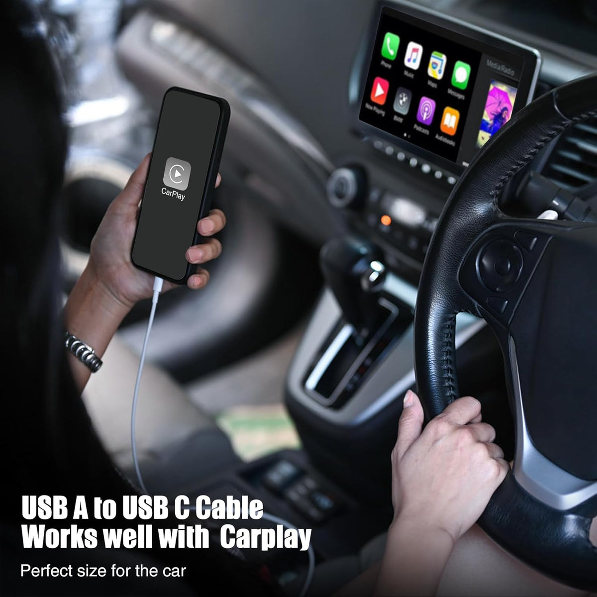 Car Carplay Cable USB to USB C Cable for iPhone 16 15 Pro Plus Pro Max，3-Pack 3.3FT USB A to USB C Cable for iPad Pro/Air/Mini，for Samsung S24/S23/S22/S21，for MacBook Pro/Air and More