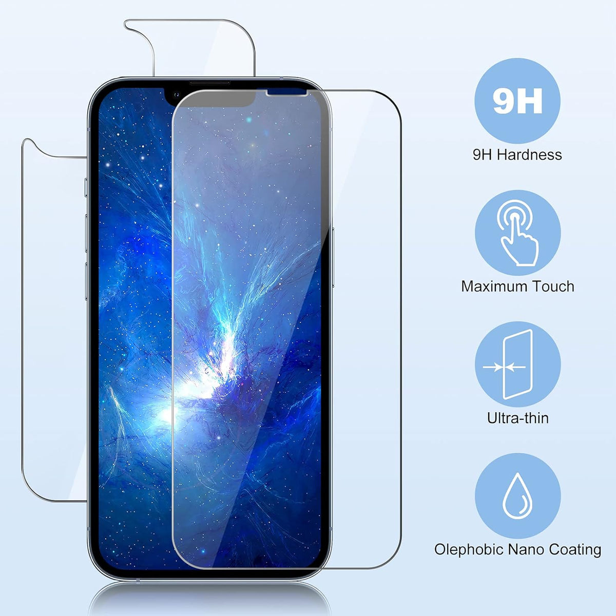 iPhone 13 Pro Screen Protector [3 Pack] - Tempered Glass Front & Back, Camera Protector, Anti-Scratch, 6.1" [New