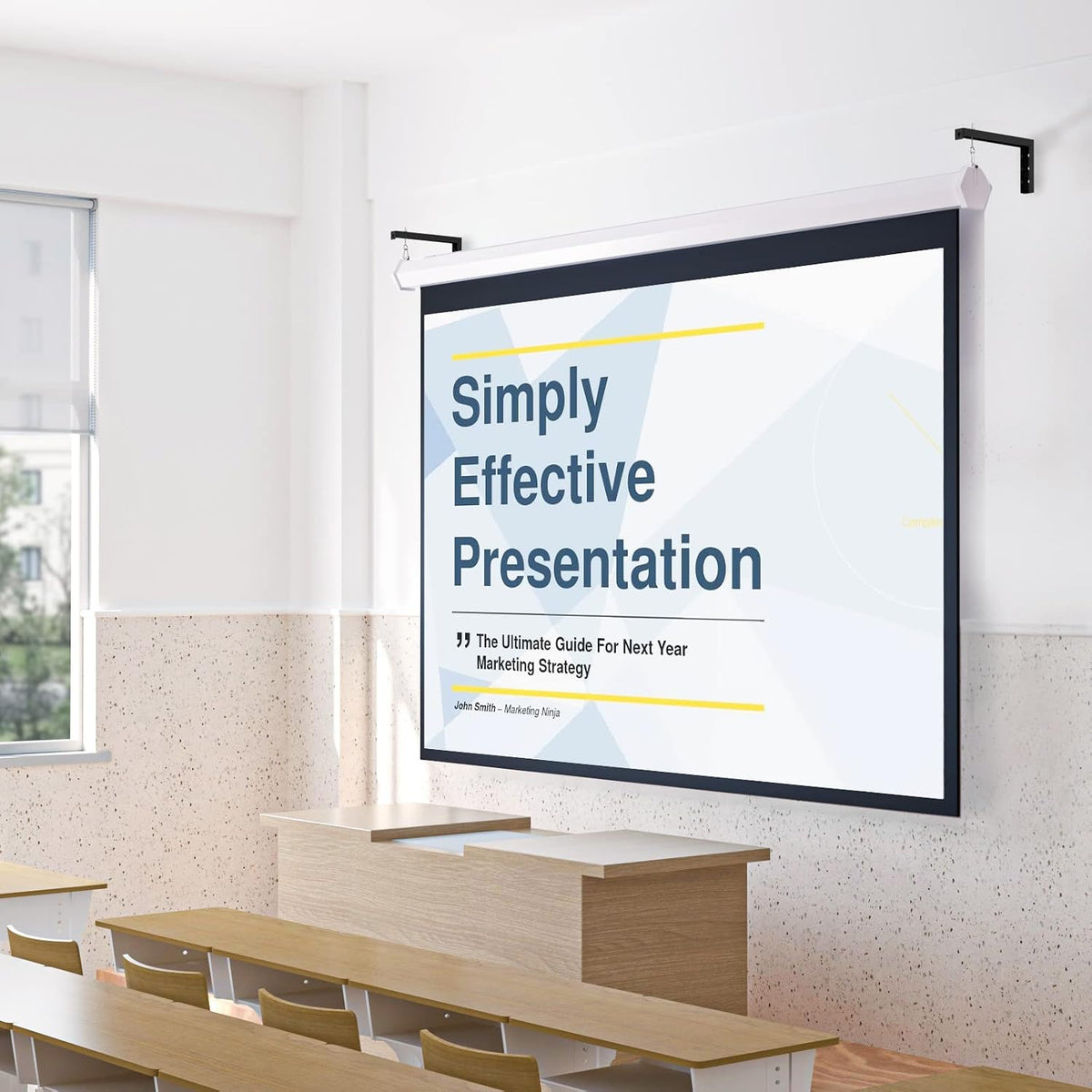 12 inch 80 lbs (PSM001XL-B), WALI Universal Projector Screen Ceiling Mount, Wall Hanging Mount L-Brackets, Adjustable