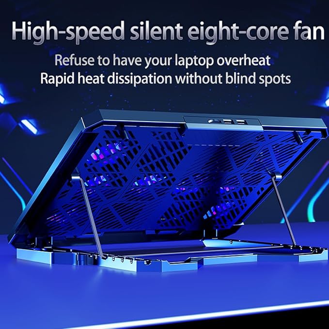 Laptop Cooling pad for Dell Inspiron 15 3511 Gaming laptops Laptop Cooler with 8 Fans Adjustable Speed 5-Level Height Adjustment Mute SilentBuilt-in Phone Stand