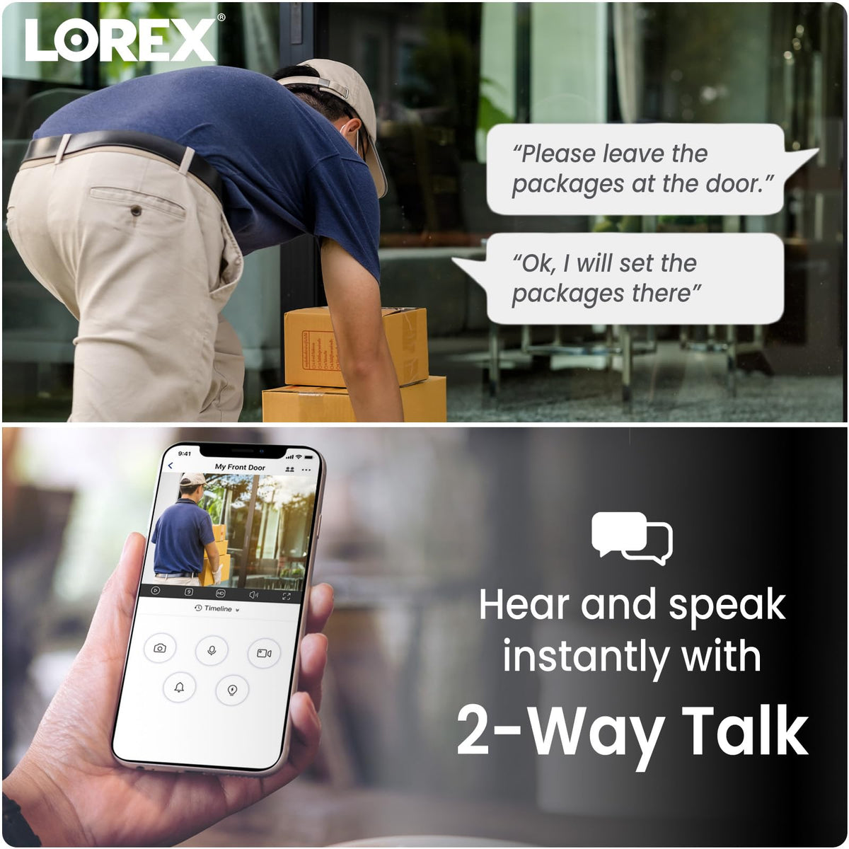 Lorex Fusion 4K Security Camera System w/ 2TB NVR - 8 Channel PoE Wired Home Security System w/ 4 Metal Cameras - Motion Detection, Two-Way Audio