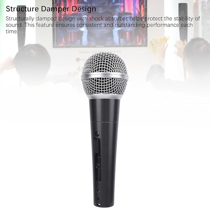 Wired Dynamic Microphone Moving Coil Dynamic Cardioid Handheld Microphone with Shock Absorber for Active Speakers Mixers Amplifiers (Black)