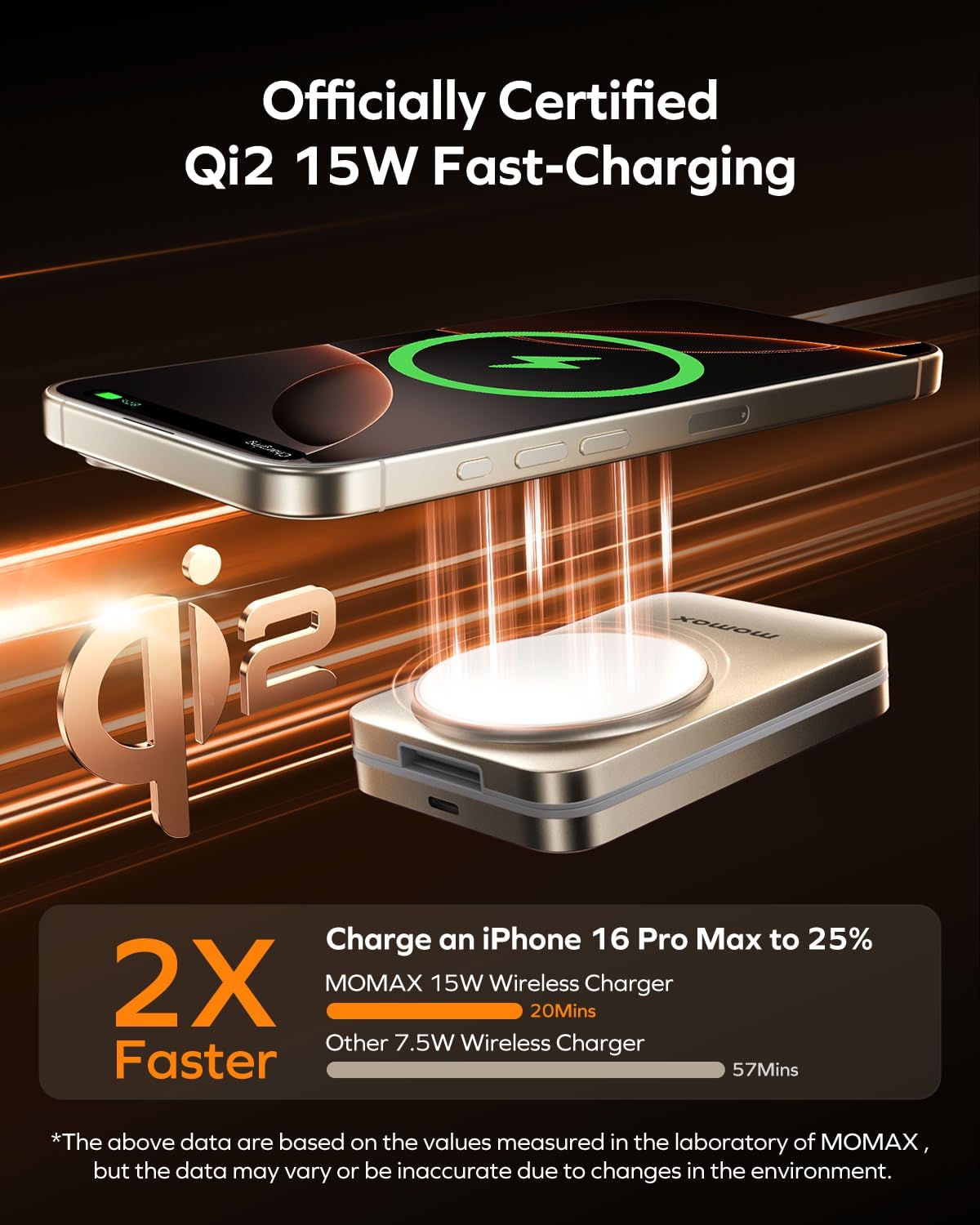 MOMAX 3-in-1 iPhone 16 Charging Station, MagSafe-Compatible Wireless Charger Stand, Qi2 Certified 25W Foldable Magnetic Charger for iPhone 15, Apple Watch, Airpods Dock Base (Not a Power Bank)