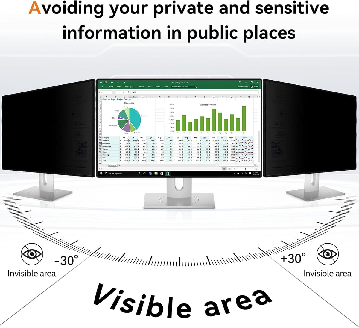 27 Inch Computer Privacy Screen for 16:9 Aspect Ratio Widescreen Monitor - Removable Anti Glare Blue Light Filter, Computer Privacy Shield