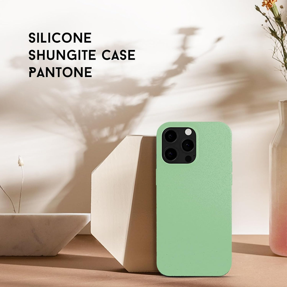 EMF Protection Liquid Silicone Shungite Case for iPhones - 5G Shield Reduction, Lightweight Protective Cover (Green, 13)