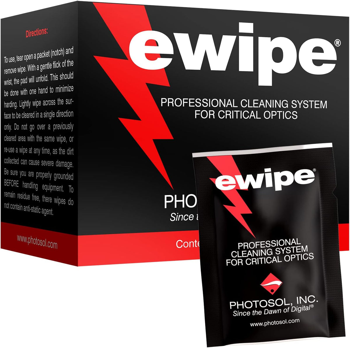 E-Wipe Camera Lens Cleaning Pads - Non-Abrasive Wipes for Optic Electronics - Great for SLR, DSLR, 24 Pack