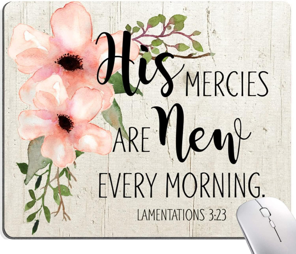 Hokafenle Square Mouse Pad, Inspirational Quote Mouse Pad with Floral Design, Motivational Mouse Mat Waterproof Mousepad Non-Slip Rubber Base Mouse Pads for Office Laptop