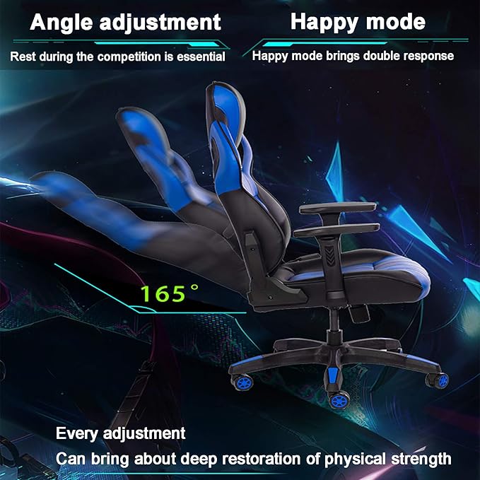 Office Chair Gaming Chair Computer Chair Racing Office Computer Chair Height Adjustable Swivel Chair High Back Task ChairPU Leather Gaming ChairExecutive Game Chair Recliner Gamer Chair fo