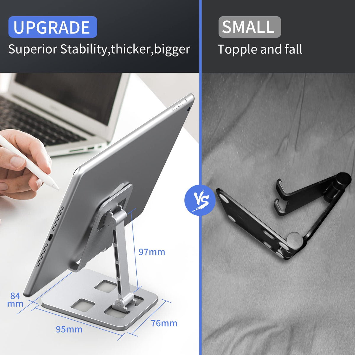 ROQRL Cell Phone Stand, 360 Angle Adjustable Cell Phone Holder, Foldable Cell Phone Stand for Desk, Equipped with A Storage Bag