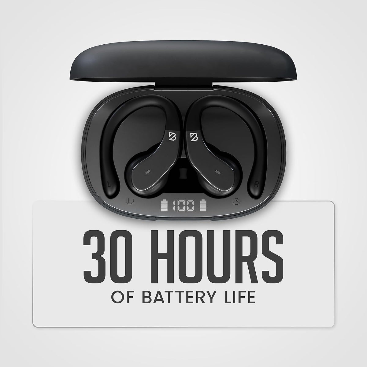 Runner 40 Secure-Fit Wireless Earbuds for Small Ears, Bluetooth Earbuds for Running, Deep Bass Wrap Around Earbuds with