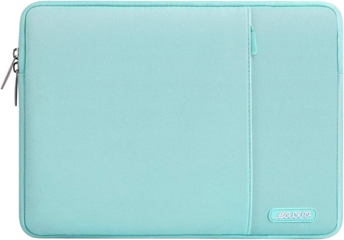 MOSISO Laptop Case 13.3 inch, 13-13.3 inch Laptop Sleeve Compatible with MacBook Air/Pro 13 / Pro 14, HP Dell ASUS Lenovo Notebook, Polyester Vertical Computer Sleeve Bag with Pocket, Mint Blue