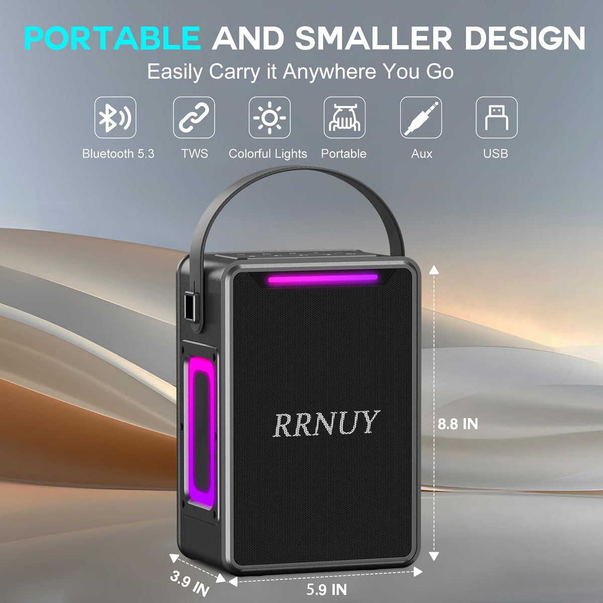 Portable Bluetooth Speaker 60W IPX6 Waterproof Wireless Speakers with Deep Bass, TWS Pairing, DSP Stereo Sound, Led Light, Big Powerful Loud Outdoor Boombox for Home Party Camping Beach