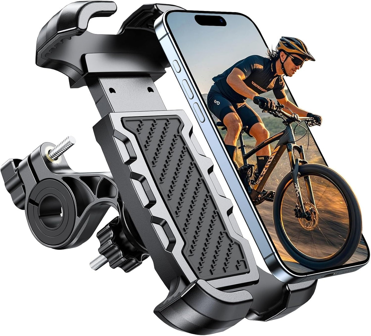 Motorcycle Phone Mount, Upgrade [Never Fall Off] [0 Shake] Bike Phone Mount, [3s Put & Take] 360° Rotatable Phone Holder for Motorcycle Bike Bicycle Scooter Compatible with Cellphones 4.7-6.8”