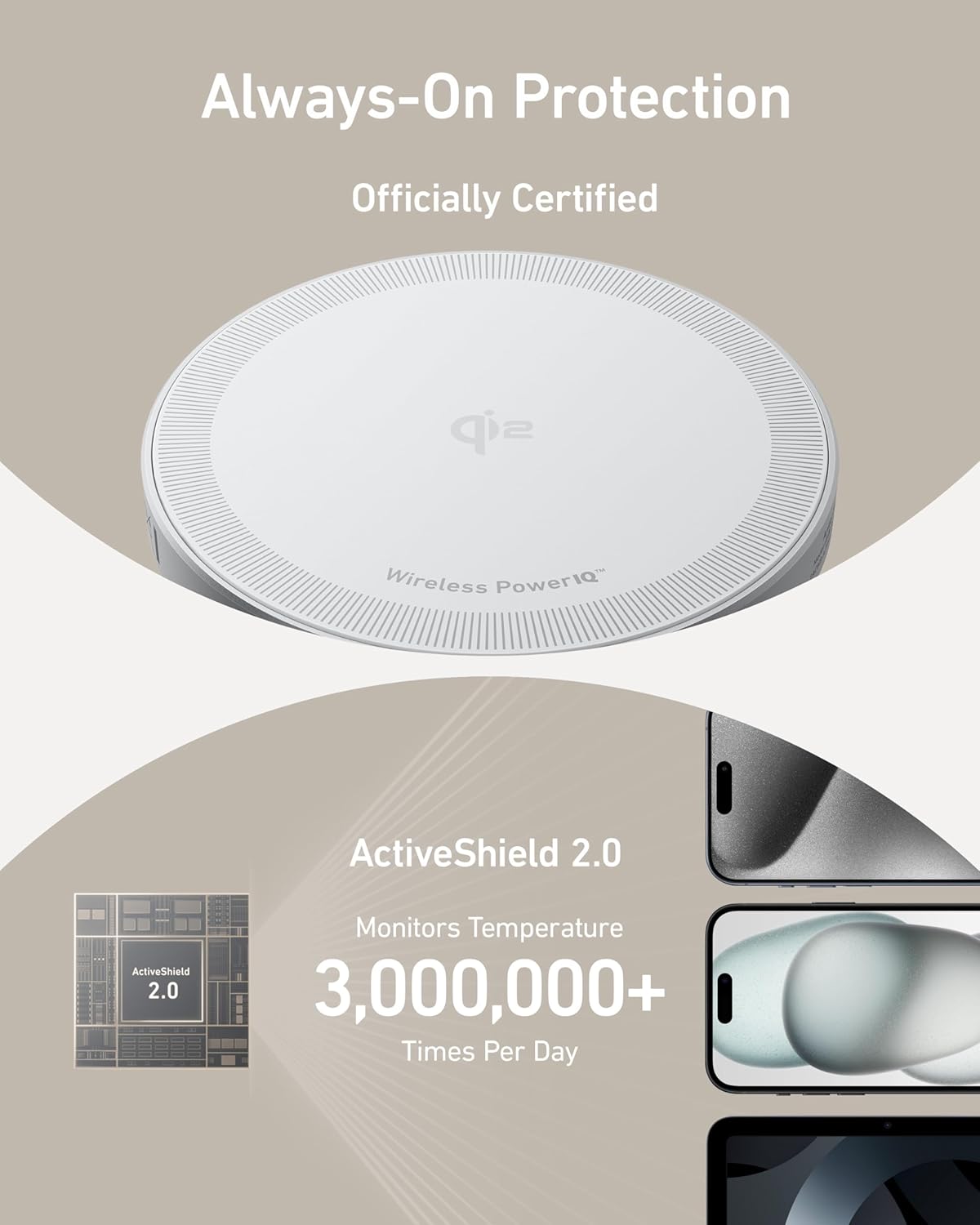 Anker MagSafe Charger Compatible, MagGo Magnetic Wireless Charger (Pad), Qi2 Certified 15W for iPhone 15/15 Plus/15