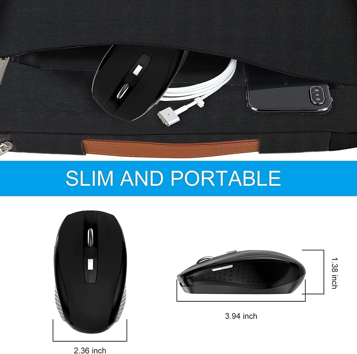 Guiheng 2.4Ghz 1200,6 Wireless Mouse, Wireless Computer Mouse Buttons with Nano Receiver