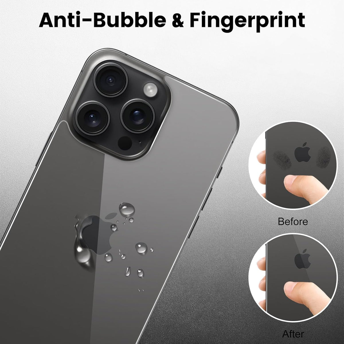 iPhone 15 Pro Back Screen Protector [2 Pack] - Ultra Thin, Anti-Scratch Tempered Glass for 6.1" iPhone 15 Pro.