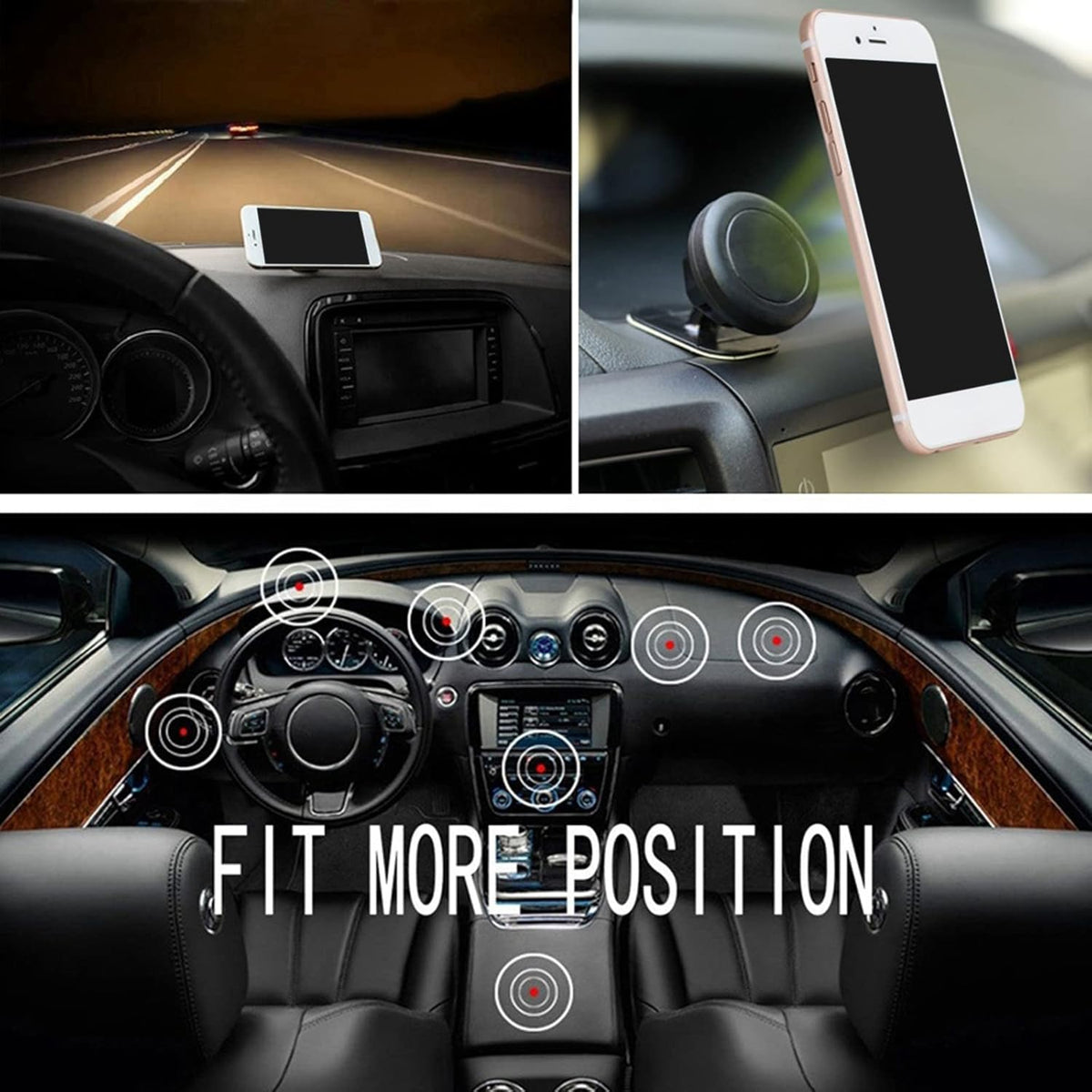 Car Cellphone Holder Dashboard Mount with 17mm Ball Head Stand, Universal Phone Rotary Cradle Base Support Bracket