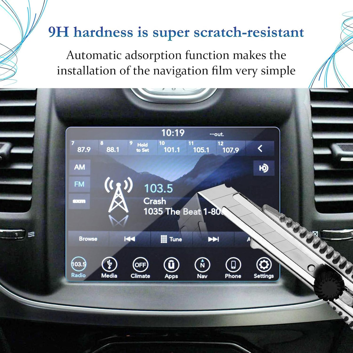 SKTU Screen Protector for 2011-2023 Chrysler 300 Uconnect 8.4 Inch Navigation Display, Tempered Glass Anti-Glare