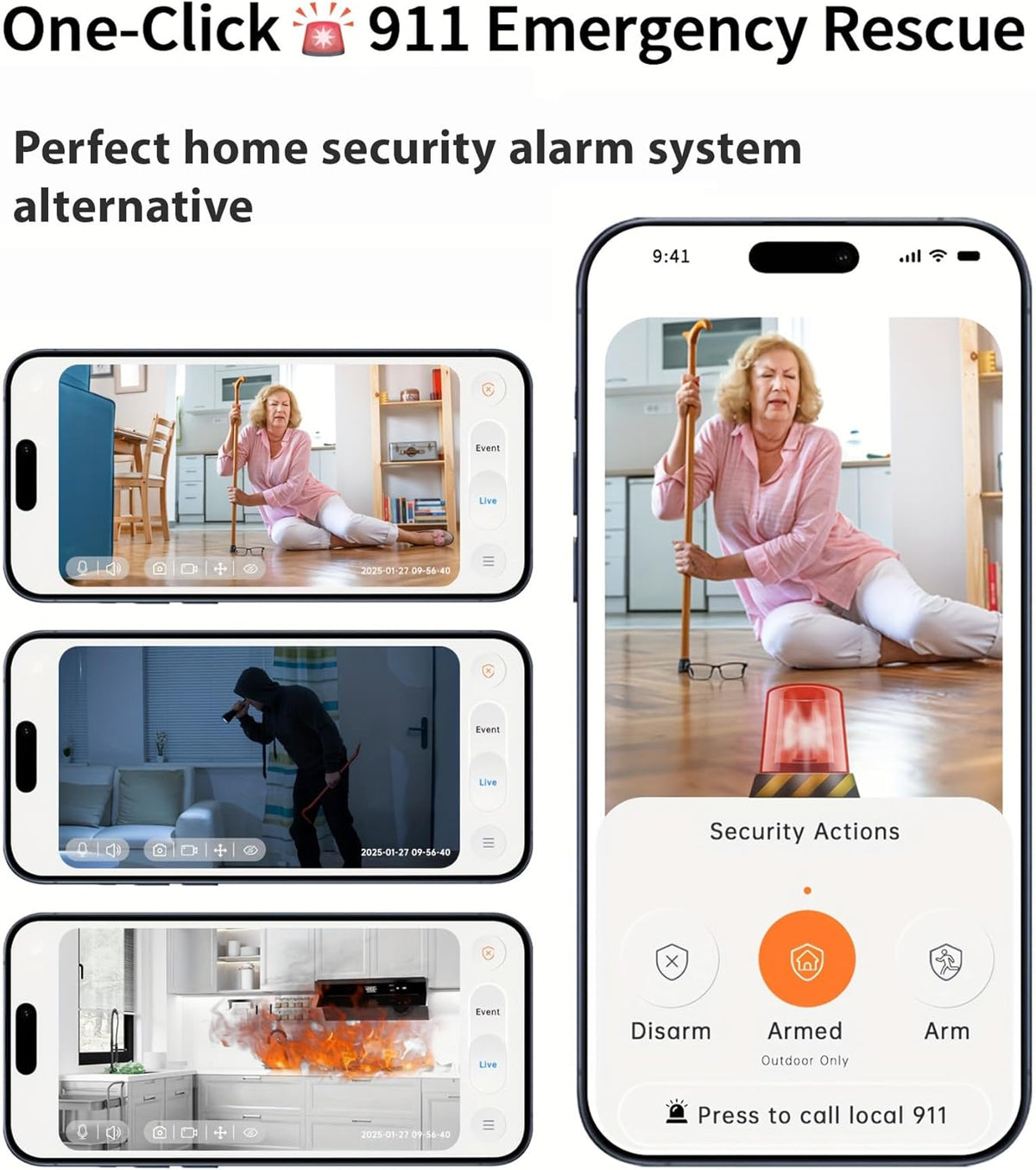 Gianteye 2K 2.4/5GHz 6 2 Cameras for Home Security, Wi-Fi Indoor Camera for Dog/Pet/Nanny/Baby with US Phone App, AI