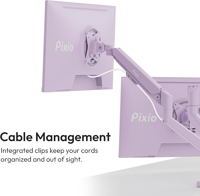 Pixio Two PXC248WAVE Purple 24 inch 200Hz Refresh Rate FHD 1080p Resolution 1500R Curve Fast VA Panel 1ms GTG Response Time HDR Curved Gaming Monitor and PS1D Wave Purple Dual Monitor Arm
