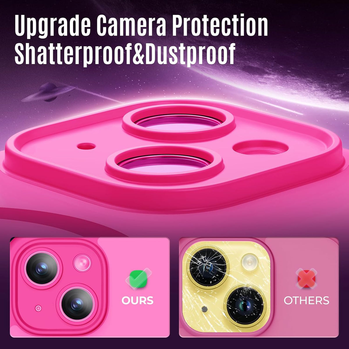 Designed for iPhone 14 Case, Compatible with MagSafe, with Privacy Screen Protectors X2, [Camera Protection] [15FT Military Drop Protection] Shockproof Phone Case, 6.1", Hot Pink