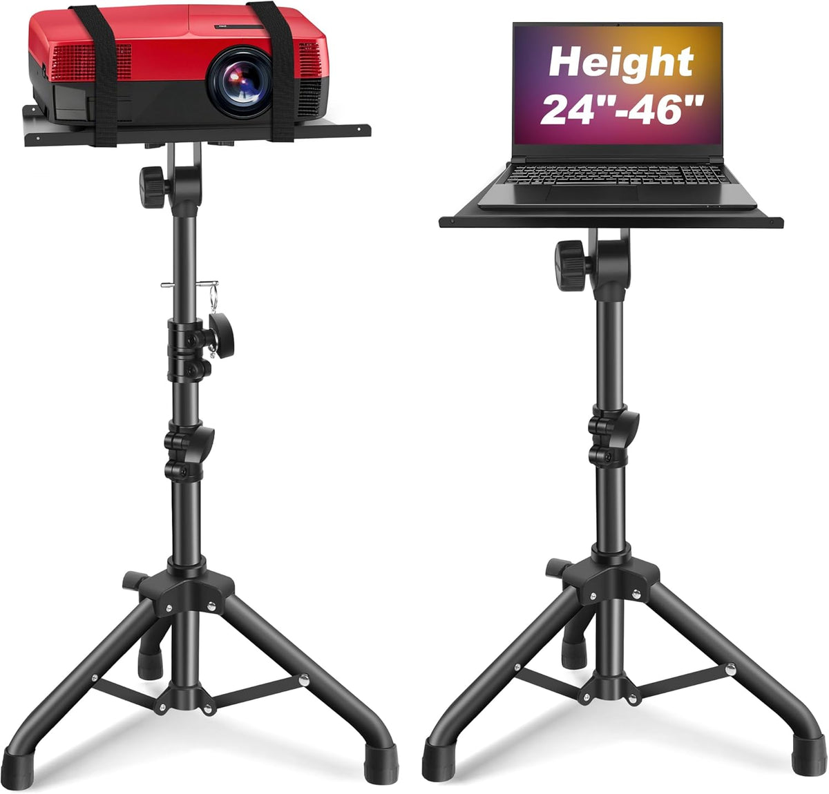 Projector Stand,Projector Laptop Stand Tripod Laptop Tripod Stand Height 24.4" To 46" Laptop Floor Stand For Dj Equipment, Outdoor Movies, Office, Home, Stage Or Studio (Black)