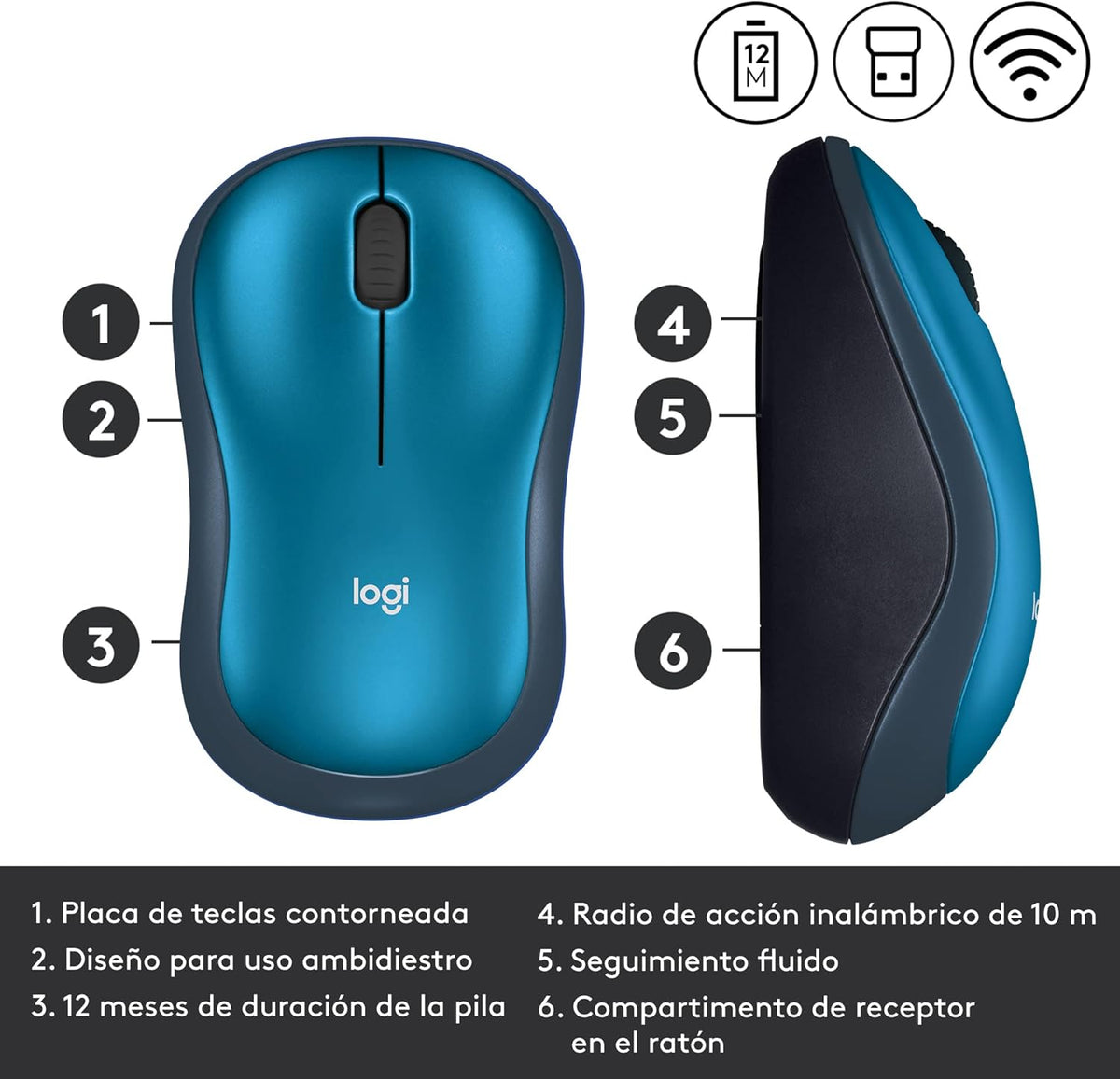 Logitech M185 Wireless Mouse, 2.4GHz with USB Mini Receiver, 12-Month Battery Life, 1000 DPI Optical Tracking,