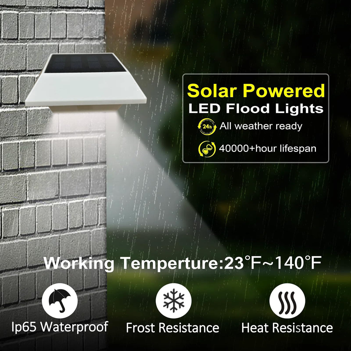 HOSHINE(2 Pack) Solar Powered Gutter Lights Security Light Outdoor Solar Powered 6 LED Waterproof Durable Fence Driveway Garden Patio Path Decking